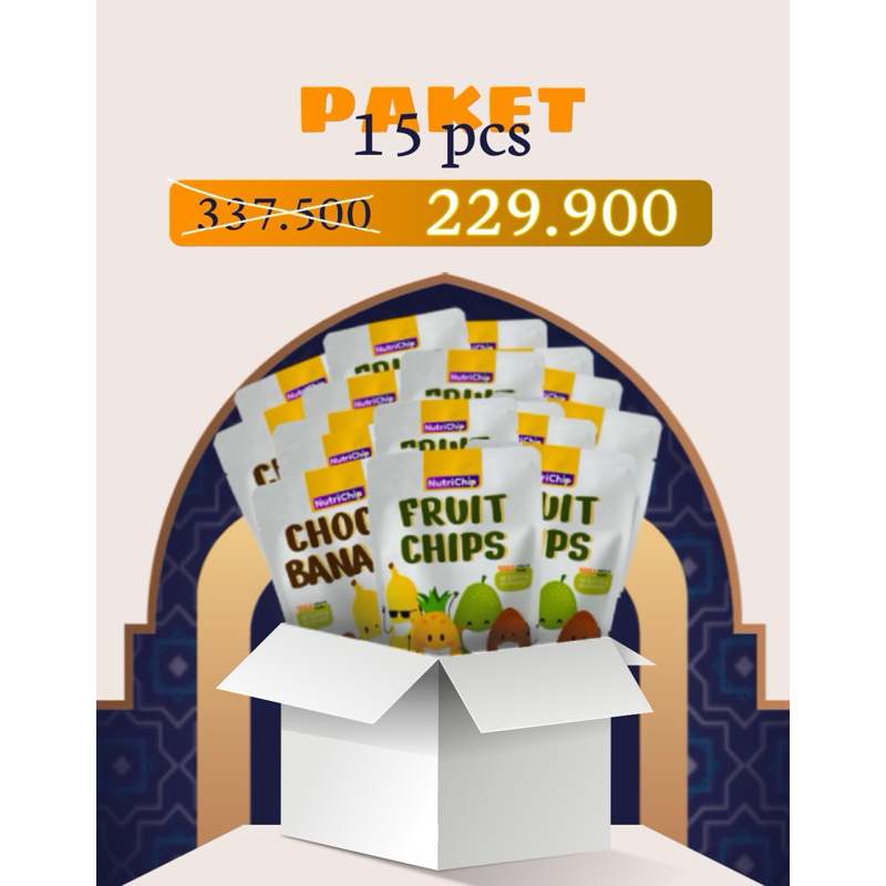 

Paket 15 pcs Khusus Ramadhan Keripik Buah Nutrichip bisa mix all varian