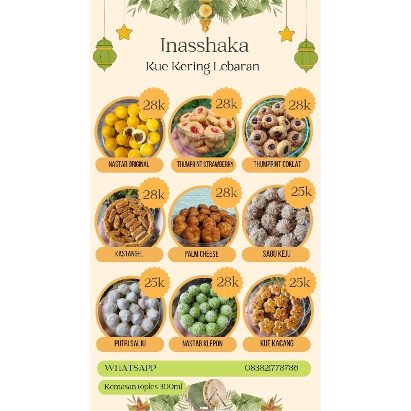 

kue kering lebaran premium nastar putri salju palmcheese kastangel kue kacang