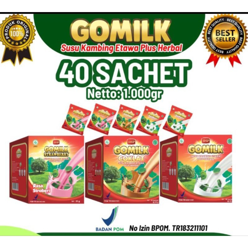 

GOMILK SACHET 1 BOX isi 40 Sachet Susu Kambing Etawa plus herbal
