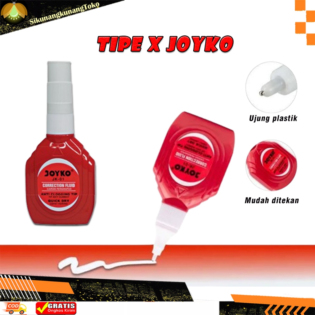 

(skn) Joyko Correction Fluid Tip tipe type Ex X Stipo Cair merah JK-01 JK 01