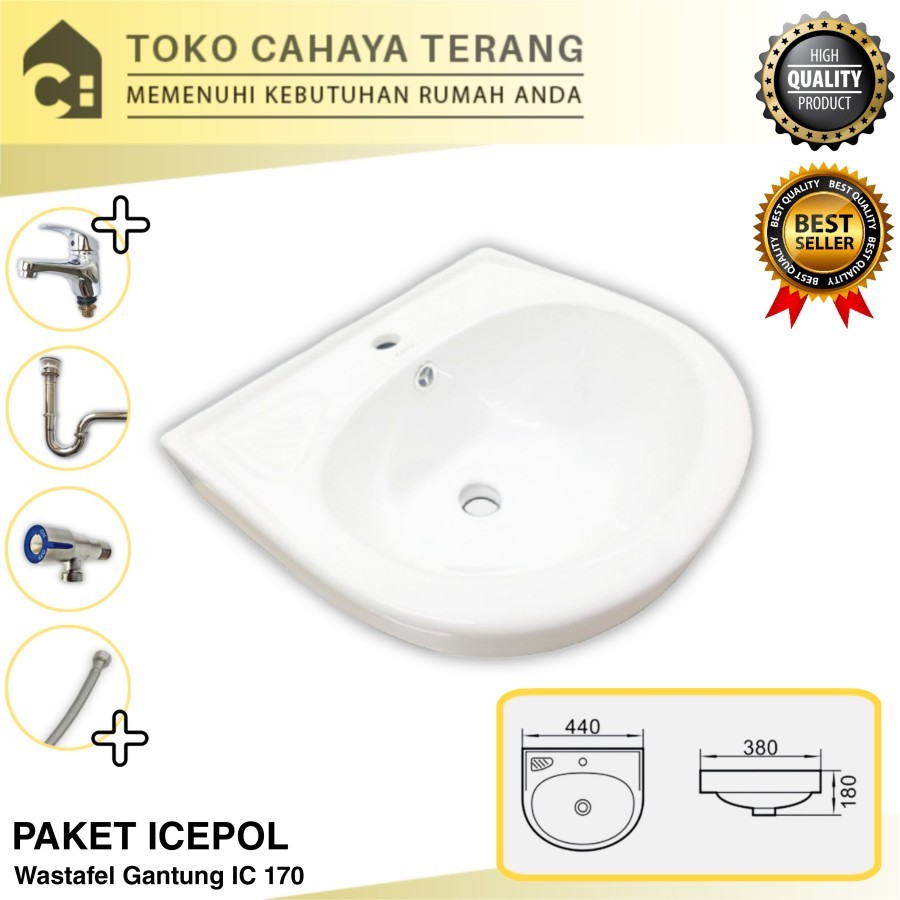 Paket Wastafel Gantung Icepol IC-170 Komplit / Wastafel Gantung