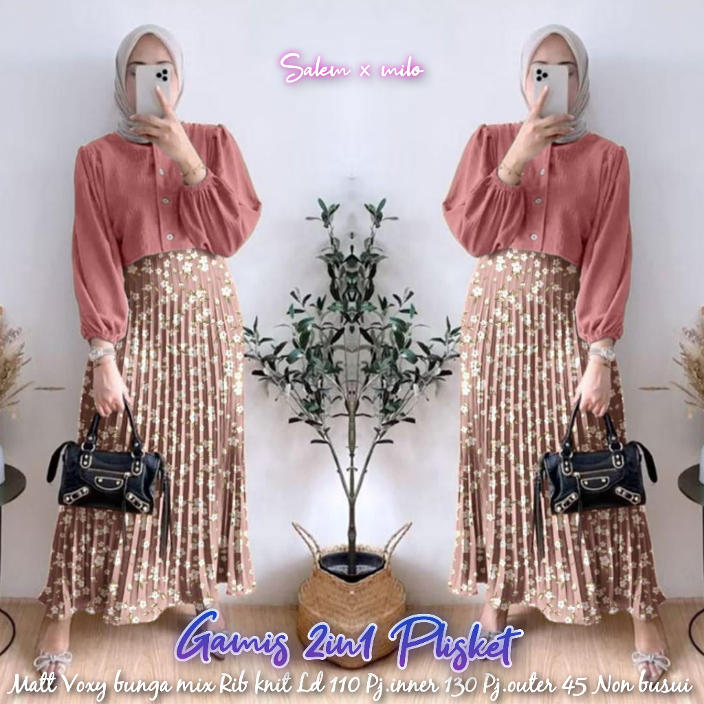 gamis plisket / dress maxy / rindy dress / dress plisket / gamis voxy / gamis lebaran