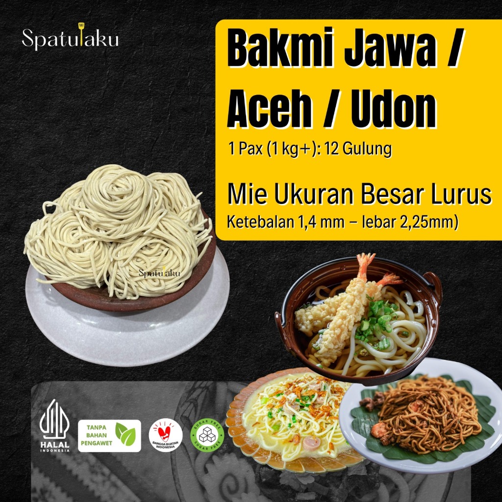 

Bakmie Jawa | Udon | Mie Aceh | Mie Godog UKURAN BESAR. Mie Mentah Besar Lurus