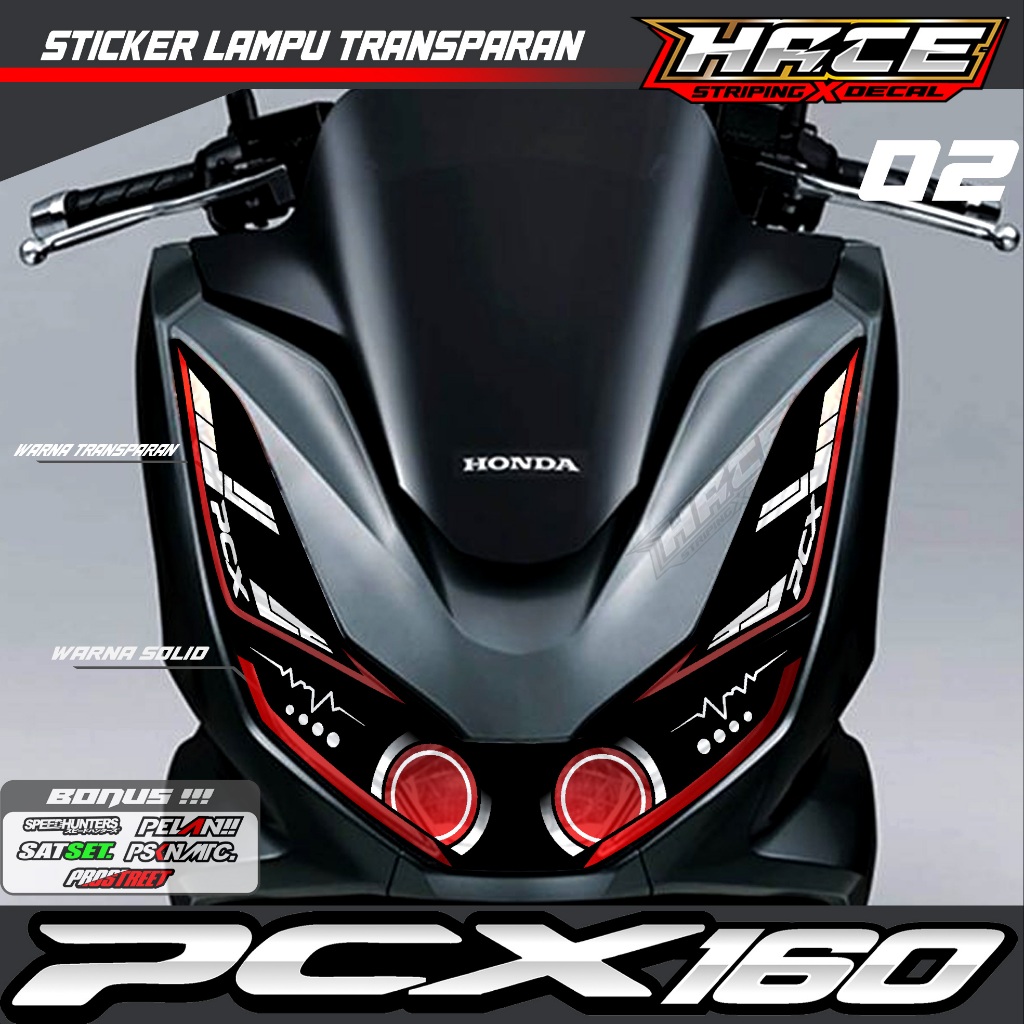 KODE 02 STIKER VARIASI LAMPU ALIS DEPAN MOTOR PCX 160 - STIKER ALIS LAMPU PCX 160 PREMIUM GRAFIK
