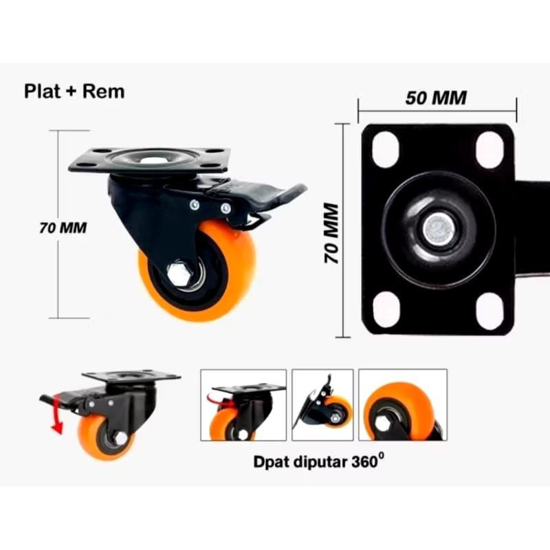 Arwana_Berry 2 Pcs Roda Oren Hidup & Hidup+ Rem Fukuda 2" // Roda Orange Fukuda 2" //Roda Etalase
