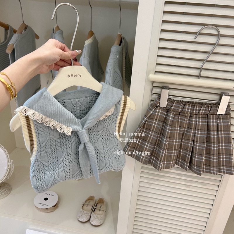 Bebe Knit sailor Set top and skirt baju anak perempuan