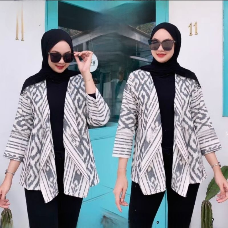Outer batik wanita Cardigan Wanita lengan panjang Bahan tenun asli