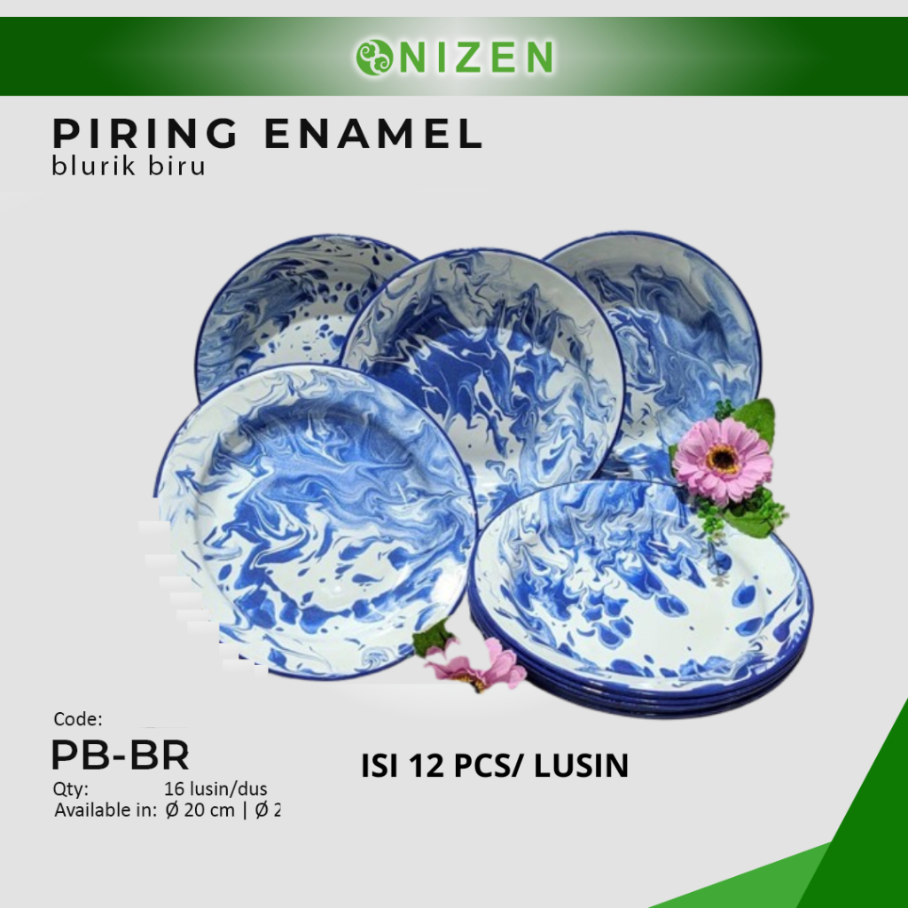 12 PCS /LUSIN Piring Enamel Antik Seng Blurik Piring Enamel Lurik Piring Makan Jadul