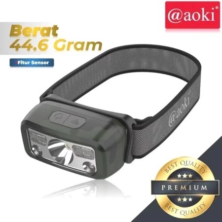 Senter Kepala Cas Sensor Cerdas Aoki Ak-3503G / Senter Kepala Aoki Army Free Ikat kepala & Kabel Cha