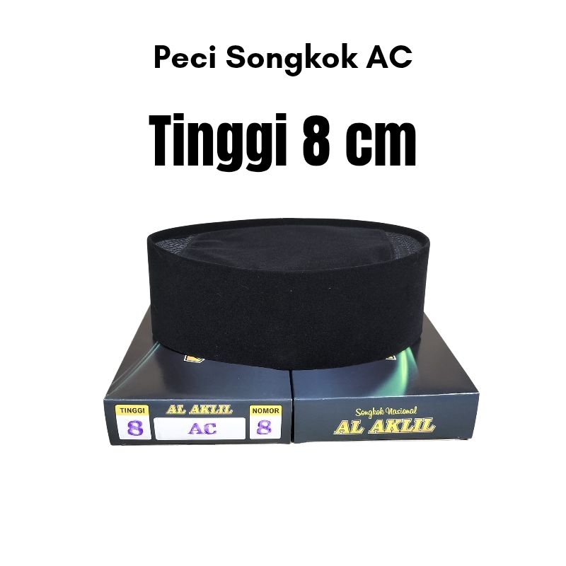 PECI SONGKOK POLOS AC HITAM TINGGI 8 CM