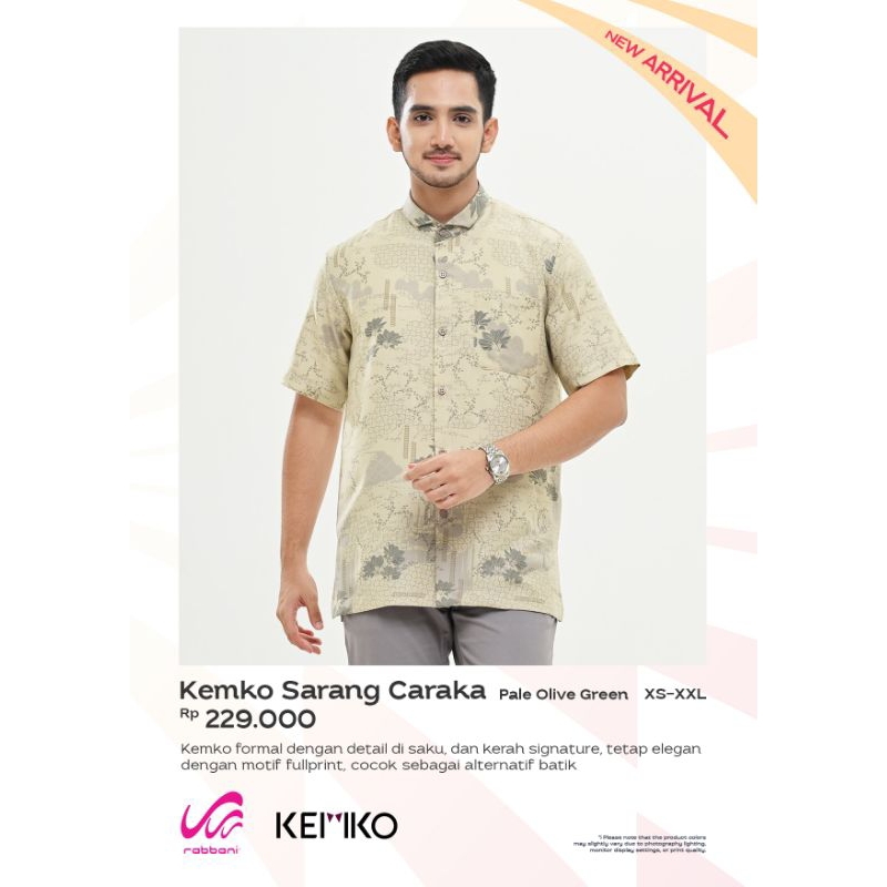 Kemko Sarang Caraka - Kemeja Koko Lengan Pendek Dewasa Bapak Ayah Rabbani Couple Keluarga kembaran d