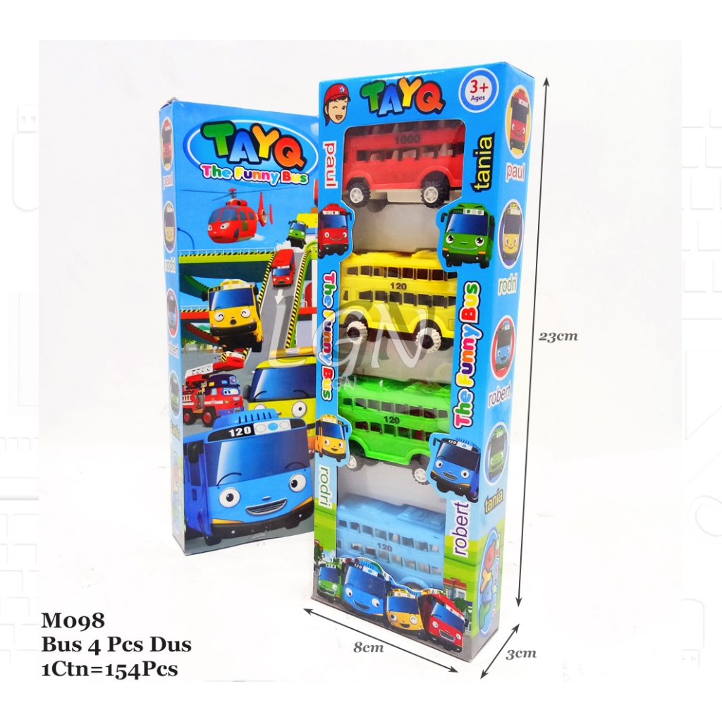 mainan anak bus tayo isi 4 pcs mainan anak mobil mobilan bis mini tayo M098