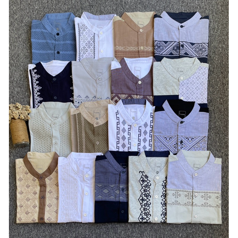 T ZONE Koko Dewasa Pria Lengan Pendek Motif Bordir Bahan Kaos Combed Premium Kemko T Zone