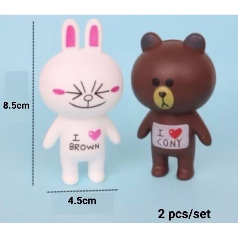 [1 SET ISI 2] MINIATUR LINE BROWN CONNY KELINCI BERUANG CONY HIASAN KUE TART ANAK