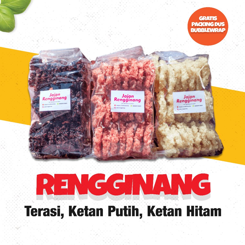 

Rengginang Mentah Terasi, Bawang Putih, Ketan Hitam Asli Bandung Tanpa Pengawet