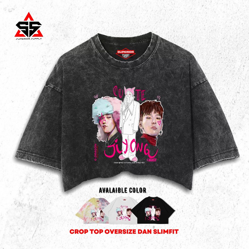 SUPERIOR Crop Tee G-Dragon Washed Tye Die Longsleeve Oversize Slimfit Crop Top GDRAGON-16