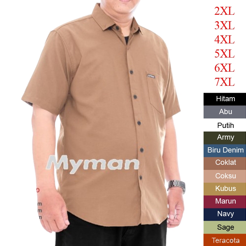 COKSU - KEMEJA PRIA 3XL 4XL 5XL 6XL 7XL jumbo polos lengan pendek cowok ld 130 140 terbaru 2025