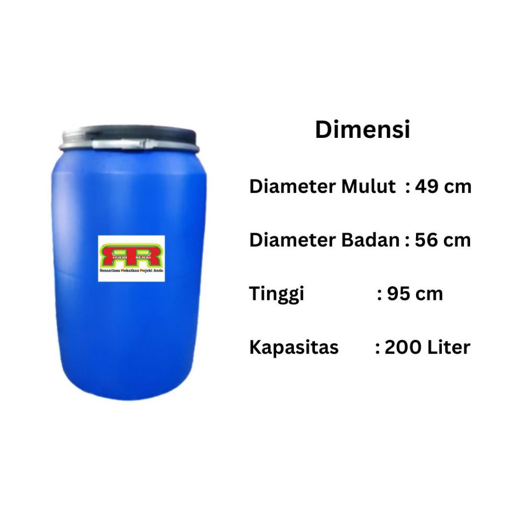 Drum Plastik Biru Kapasitas 200 Liter