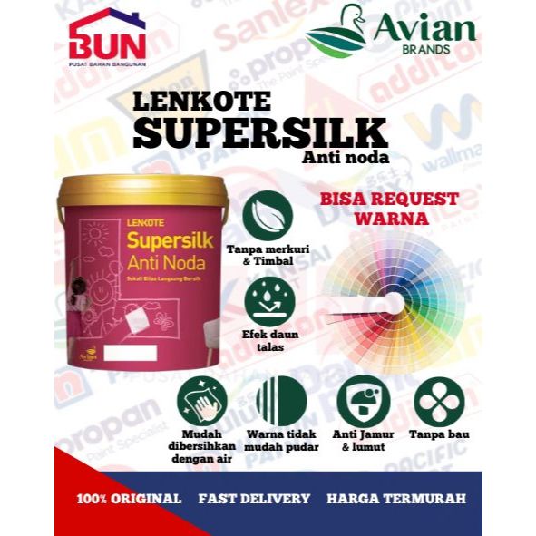 CAT TEMBOK LENKOTE SUPERSILK ANTI NODA 2,5 LITER / AVIAN INTERIOR / ABU ABU N17