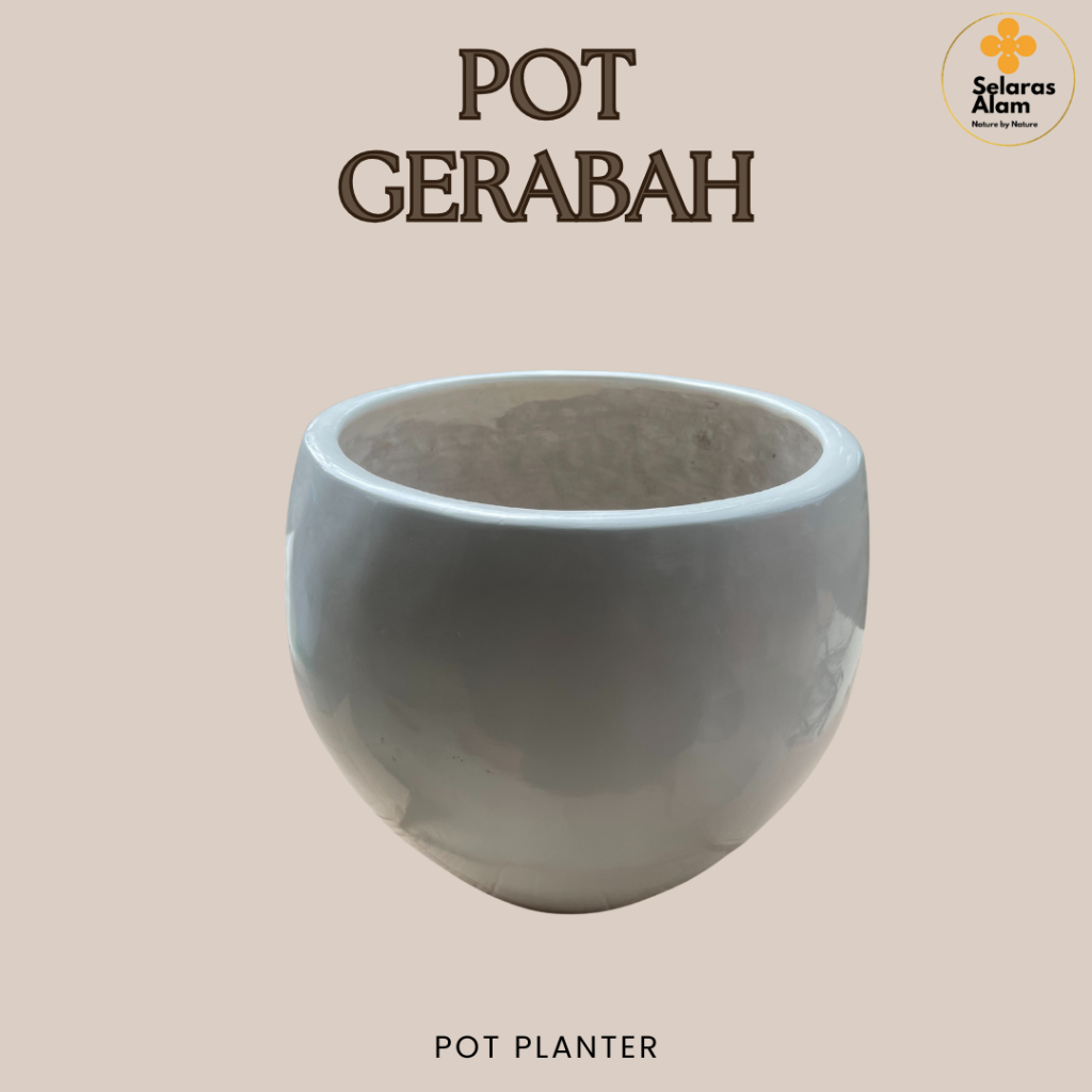 POT GERABAH TERRACOTTA TANAH LIAT PUTIH UKURAN 26 CM