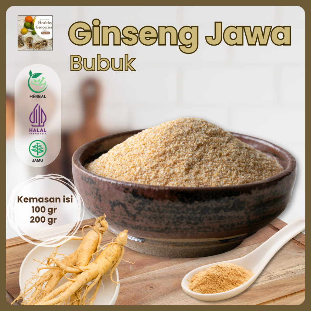 

Ginseng Bubuk Asli Organik Superfood 100gr 200gr / Bubuk Ginseng Jawa Serbuk Herbal Alami Murni