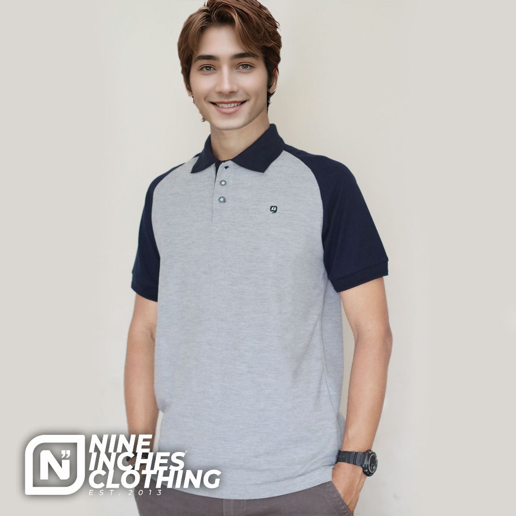 Kaos Kerah Polo Shirt Raglan Premium 9 Nine inches Original Wangki Pria