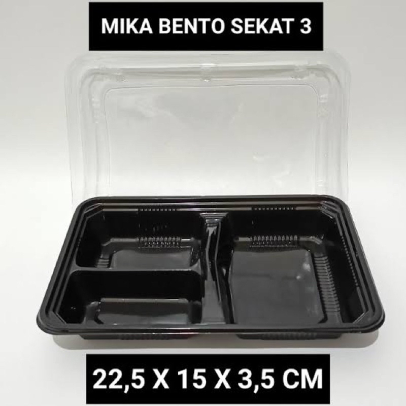 [50 SET] Kotak Bento 3 Sekat Bahan PET / Tray Bento 3 sekat / Box Mika Bento
