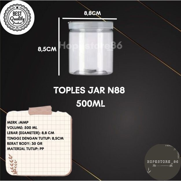 Toples Jar 500ml plastik / 500gr / toples jar cylinder 500ml tebal / toples tabung 500ml / mika kue/