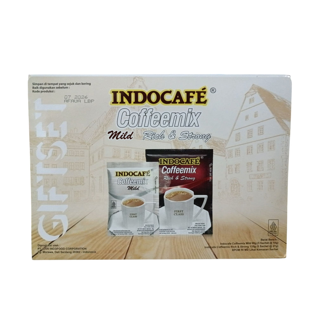 

Indocafe Coffeemix Mild 90g, Rich & Strong 135g isi 5 sachet