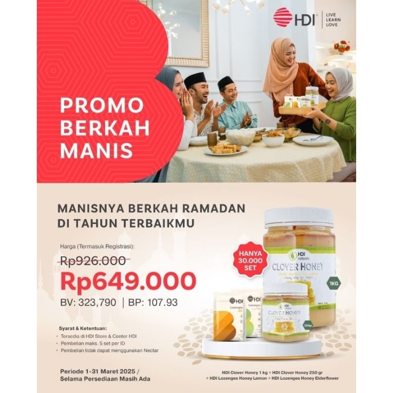 

Berkah Ramadan MADU CH 1KG + 250G dan 2Lozenges Honey