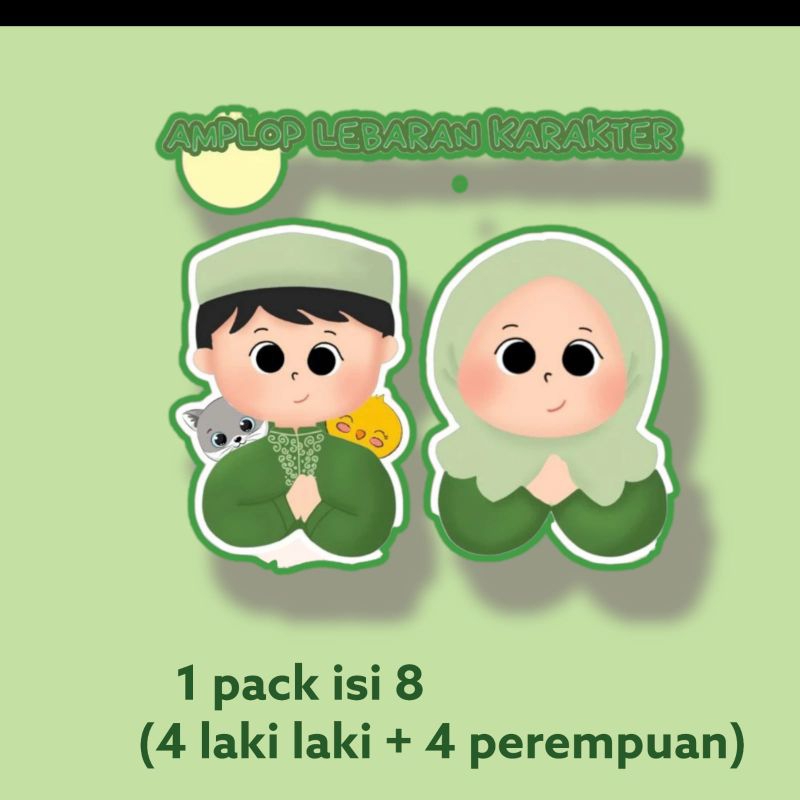 

amplop lebaran karakter lucu murah isi 8 pack