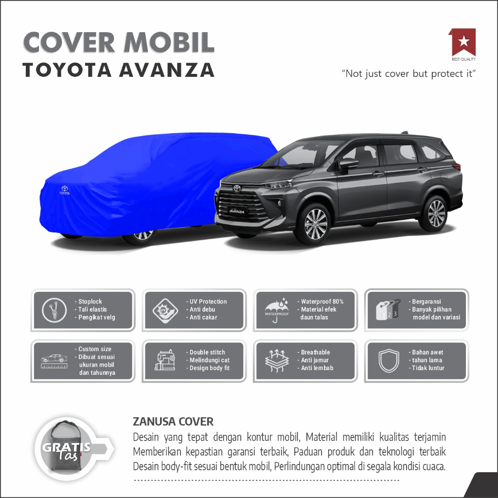 BODY COVER TOYOTA AVANZA, SARUNG MOBIL AVANZA, SELIMUT MOBIL AVANZA