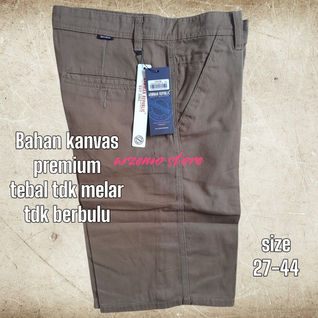 Celana Pendek Chinos Pria Distro Premium Original 100% Bahan Kanvas Soft Jeans Tebal Tidak Melar Uku