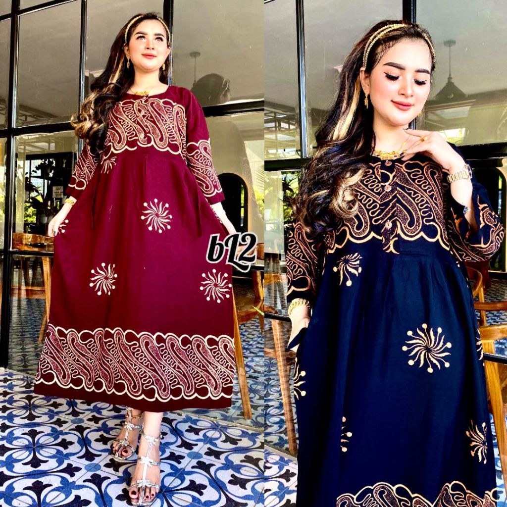 Daster dress lengan 3/4 daster rayon ld 120 kancing depan busui