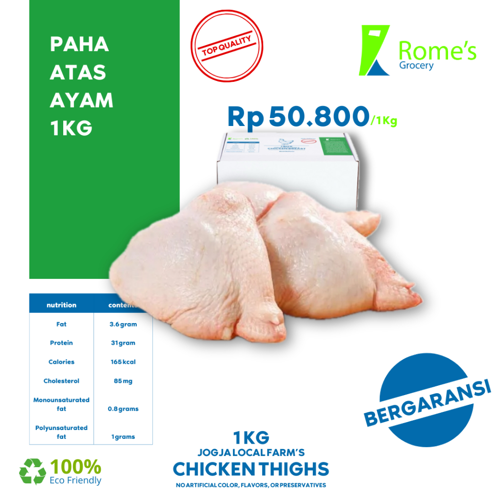 

Paha Atas Ayam | 1 Kg | Fresh 100% | Bergaransi | Rome's Grocery