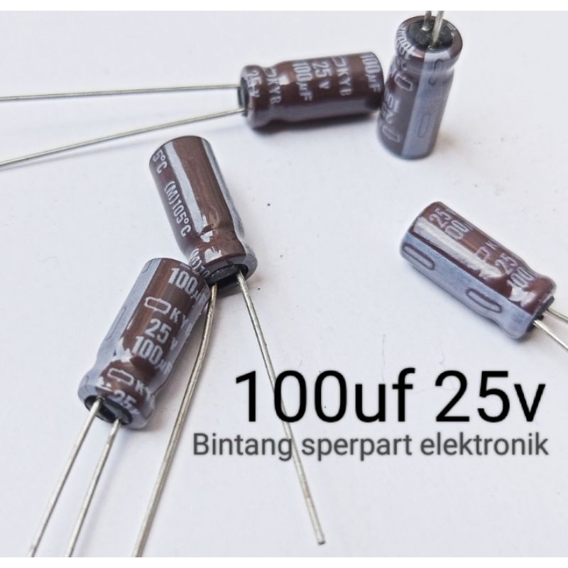 (1 Buah) KAPASITOR ELCO 100UF 25V CAPACITOR ELCO 100UF 25V KAPASITOR 100UF 25V CAPACITOR 100UF 25V E