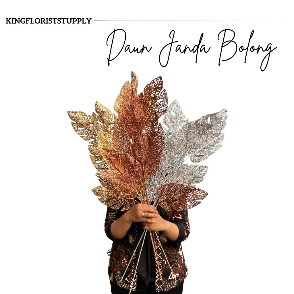 5 Cabang Daun Monstera Philodendron palsu janda bolong plastik hiasan dekorasi wedding tanaman pakis