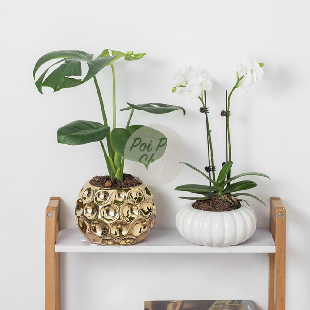 Pot Bunga Keramik Vas Bunga Nordic Metalik Wadah Tempat Bunga Tempat Permen Lebaran Idul Fitri Berku