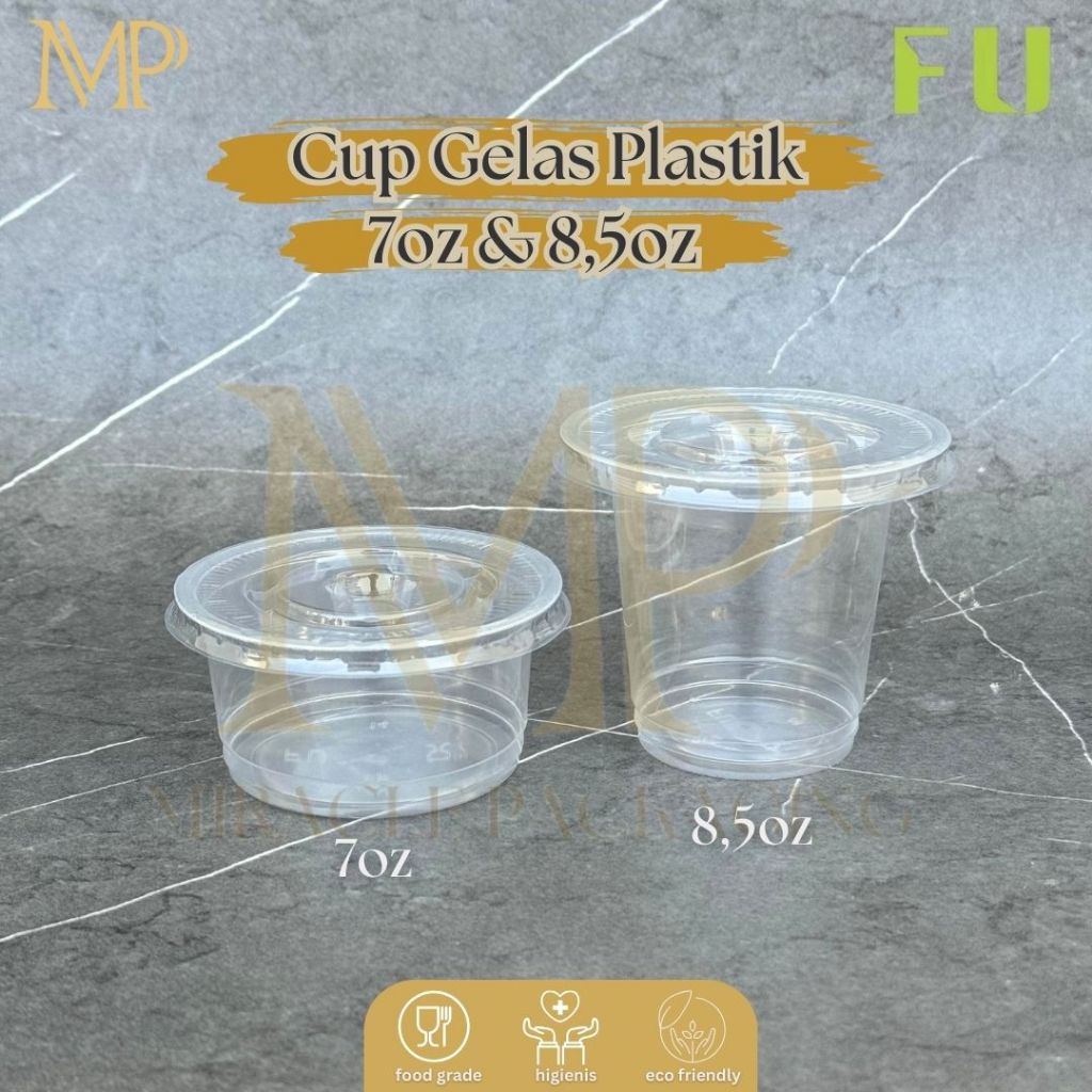 Gelas Plastik 7oz 8,5oz FU / Plastik Cup Pudding / Cup Puding Jelly / Cup Ice Cream 50 pcs