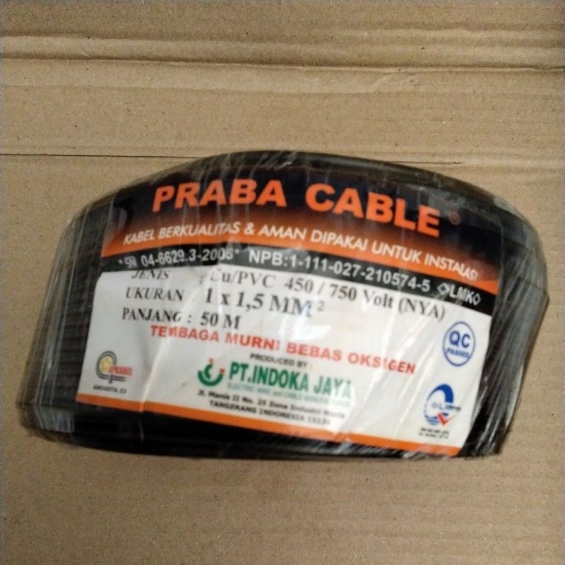 Kabel Praba Listrik NYA 1.5 50M Hitam