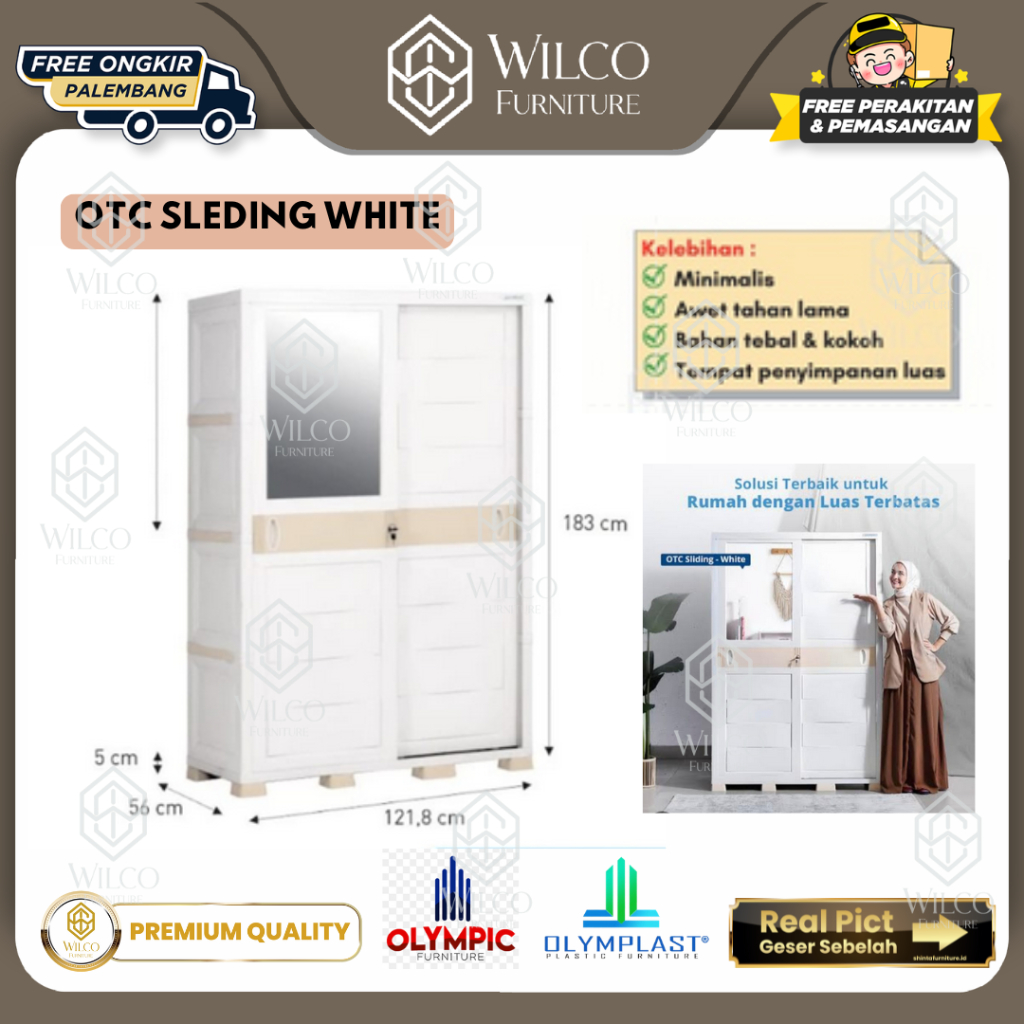Lemari Pakaian Plastik  Olymplast OTC SL Modern | Lemari Plastik 2 Pintu Olymplast Murah Palembang