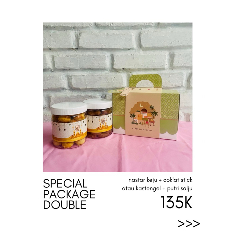 

Hampers Kue Lebaran 2 Toples 600ml Kastengel Nastar Keju Putri Salju Coklat Stick Cookies