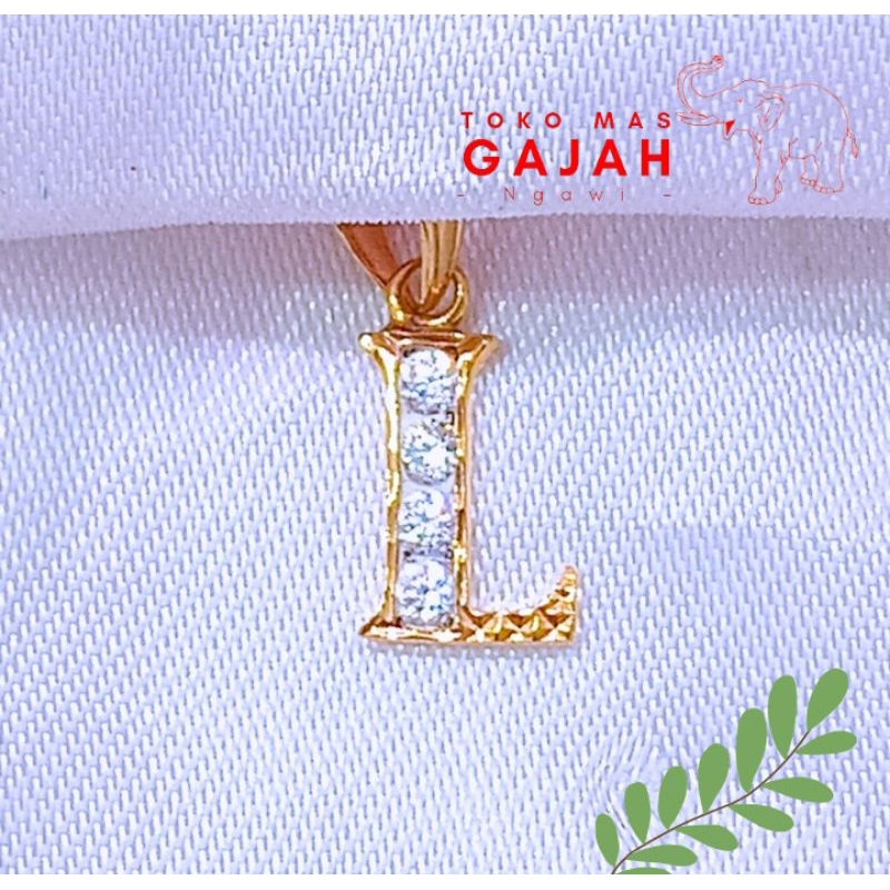 Liontin emas huruf L mata putih cantik,murah