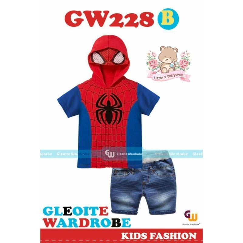 Setelan Baju Anak Spiderman GW228-B / Baju Anak Laki-Laki / Kostum Anak Spiderman / Kostum Anak Supe