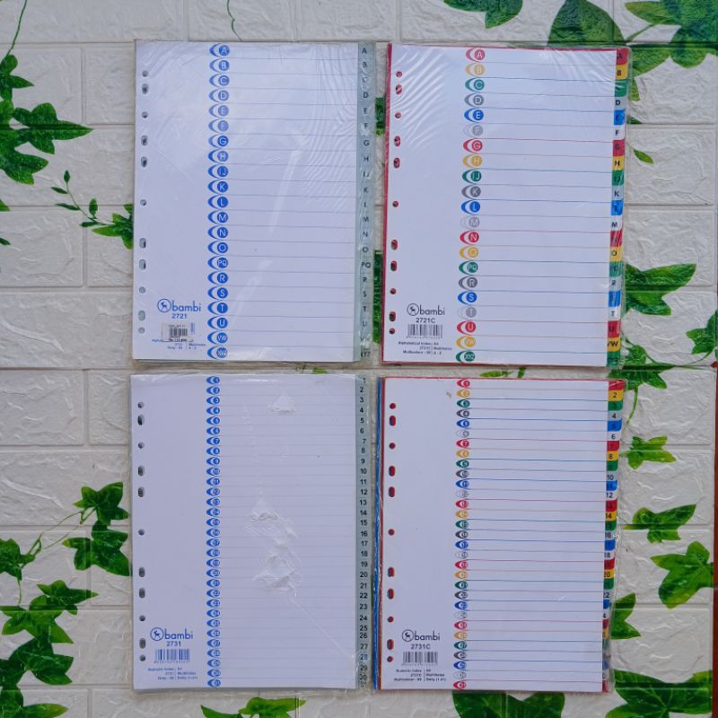 

BAMBI Numeric Index A4 Multiholes 2712 2712C 2721 2721C Monthly 2731 2731C Daily Multicolor