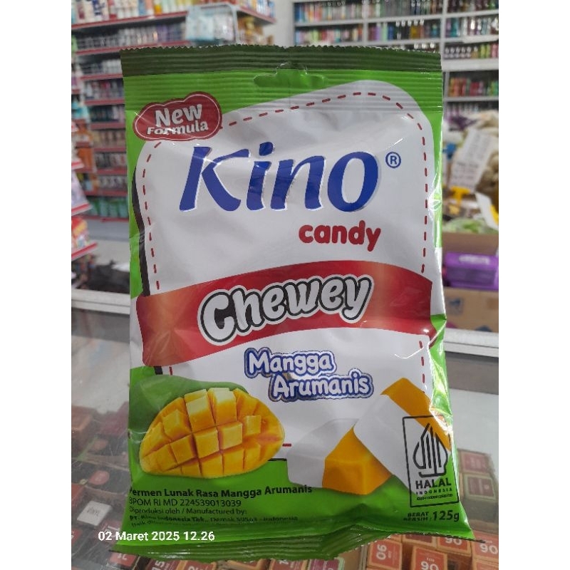 

Kino Candy Chewey Permen Lunak Rasa Mangga Arumanis / Durian Bangkok Berat Bersih : 125g