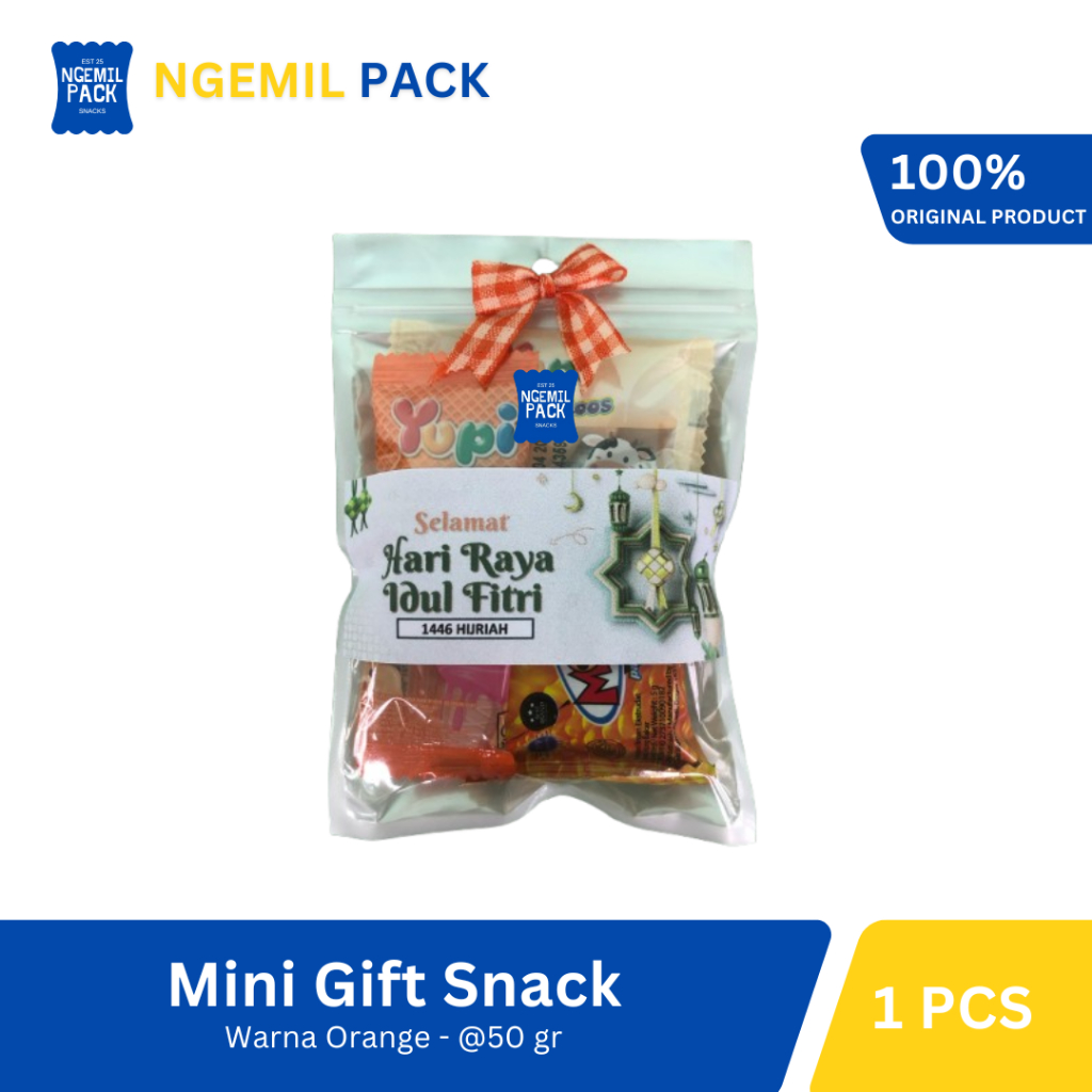 

E03 - Mini Gift Snack / Mini Hampers Snack Tema IDUL FITRI ORANGE Sudah Termasuk Pita & Stiker @50Gr