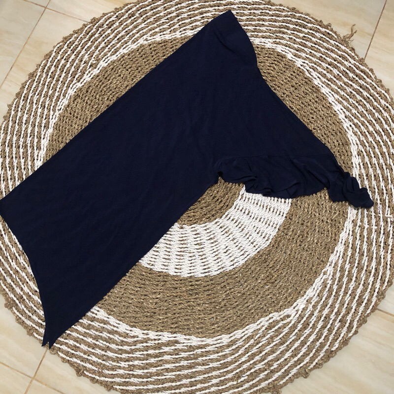 Bergo Jersey Nayara Rumbai Motif Fit to L | Ori Hijab by Irma | HANYA READY WARNA NAVY