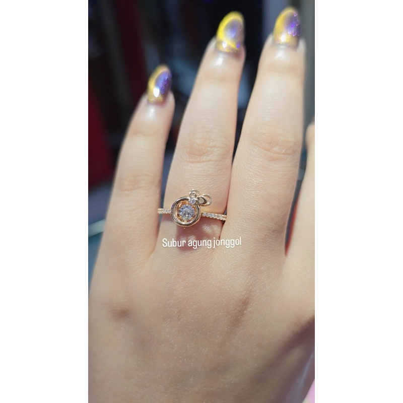 Cincin dancing stone 8k mas putih
