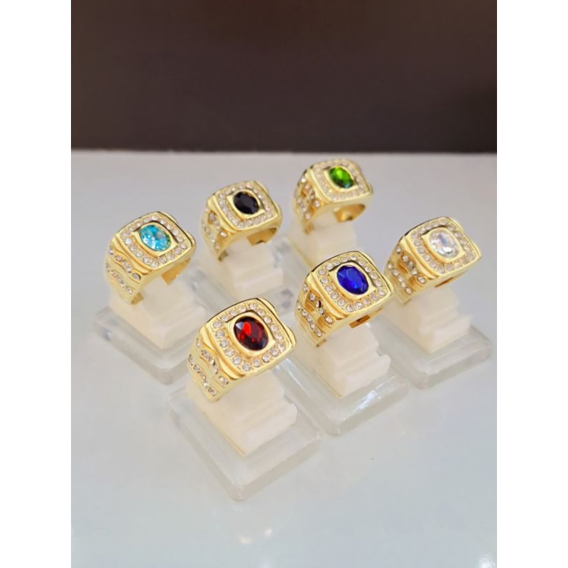 CINCIN BATU RING TITANIUM GOLD FULL MATA 003